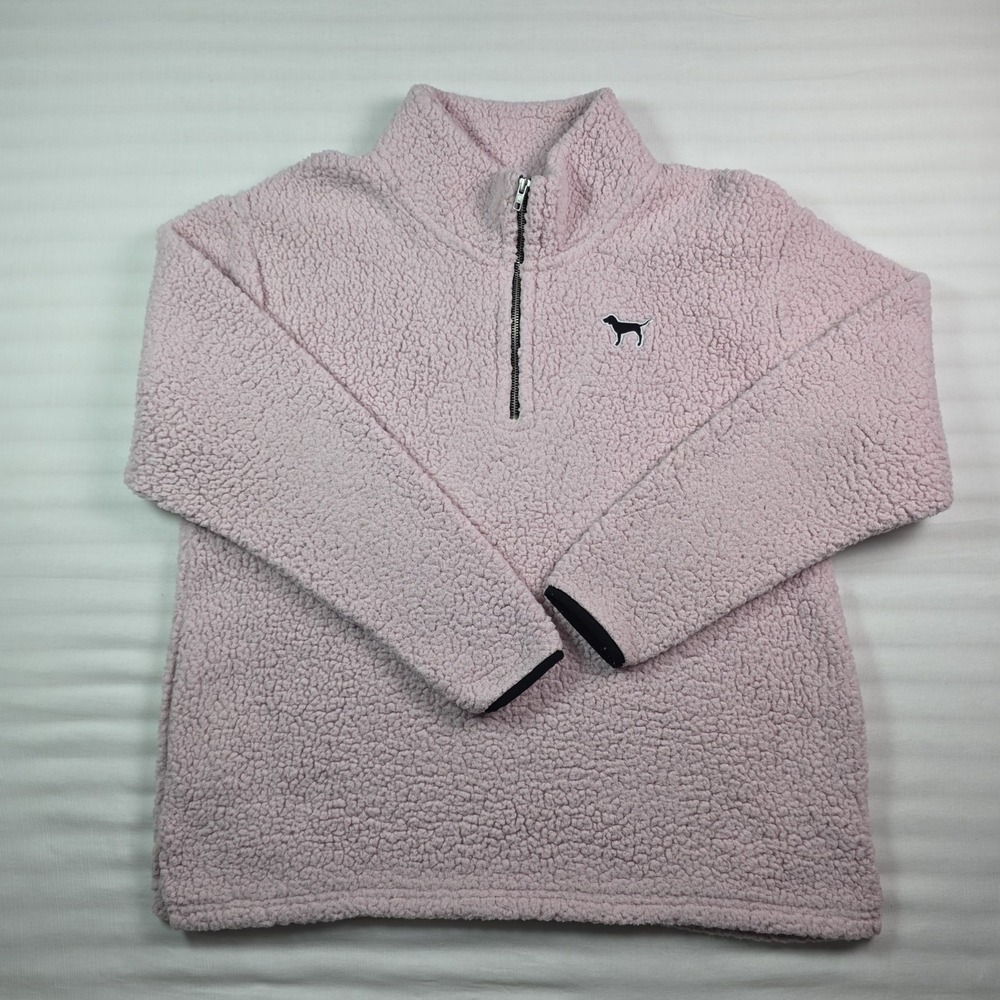 Victoria's Secret Pink Sherpa Quarter Zip Pink Comfy Pullover, Large